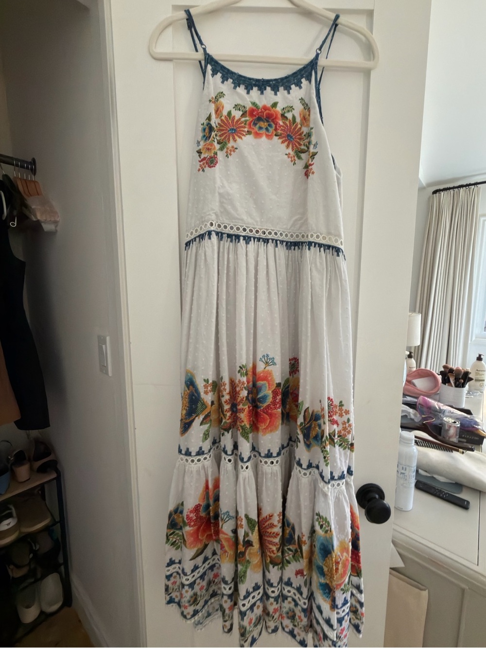 Farm Rio Boho Floral Maxi Dress - White with Multicolor Embroidery - Picture 3 of 3